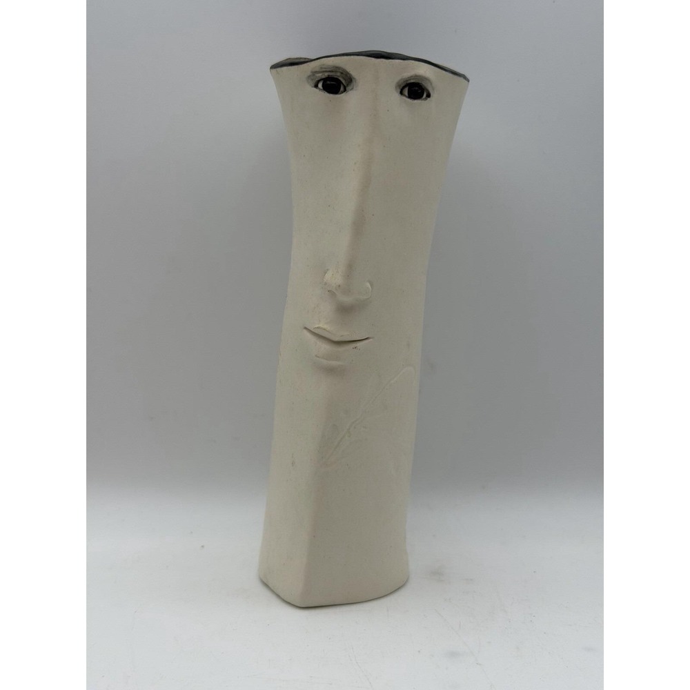 Vintage Studio Pottery Face Vase Sculptural Ceramic Art Vase Signed